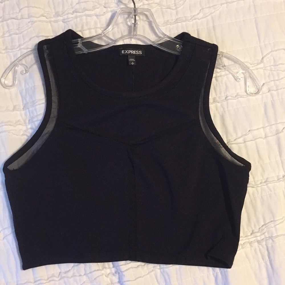 Black crop top from Express with mesh details